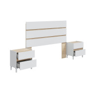 Pack Ébano – Cabecero con dos mesitas de noche moderno y funcional