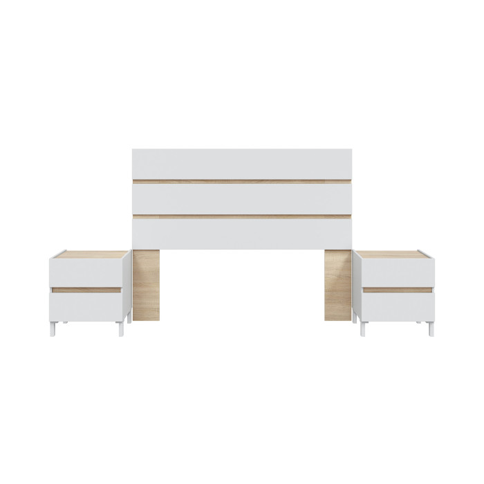 Pack Ébano – Cabecero con dos mesitas de noche moderno y funcional