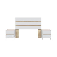 Pack Ébano – Cabecero con dos mesitas de noche moderno y funcional