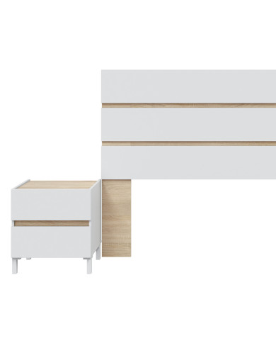 Pack Ébano – Cabecero con dos mesitas de noche moderno y funcional Pack Ébano – Cabecero con dos mesitas de noche moderno y funcional