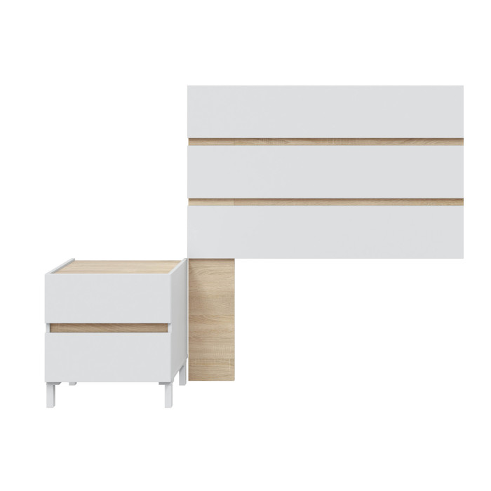 Pack Ébano – Cabecero con dos mesitas de noche moderno y funcional