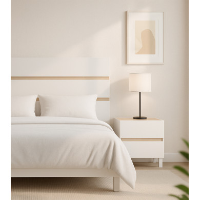 Pack Ébano – Cabecero con dos mesitas de noche moderno y funcional