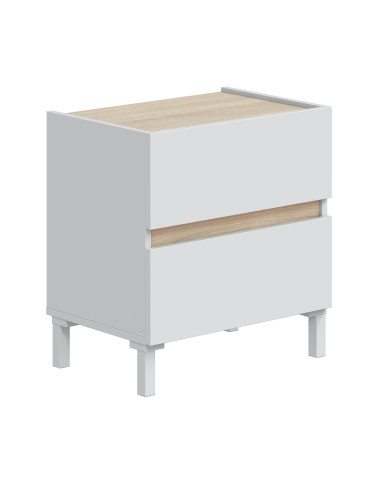 Mesita de noche Ébano– 2 cajones con guías metálicas y patas de ABS