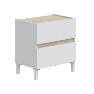 Mesita de noche Ébano– 2 cajones con guías metálicas y patas de ABS