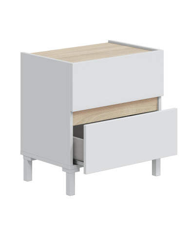 Mesita de noche Ébano– 2 cajones con guías metálicas y patas de ABS Mesita de noche Ébano– 2 cajones con guías metálicas y patas de ABS