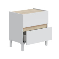 Mesita de noche Ébano– 2 cajones con guías metálicas y patas de ABS