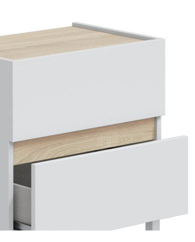 Mesita de noche Ébano– 2 cajones con guías metálicas y patas de ABS Mesita de noche Ébano– 2 cajones con guías metálicas y patas de ABS