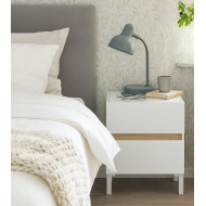 Mesita de noche Ébano– 2 cajones con guías metálicas y patas de ABS