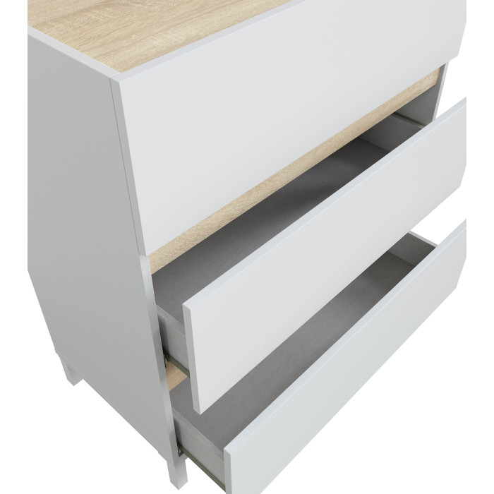 Cómoda Ébano 3 cajones – Con patas altas y fijación a pared