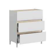 Cómoda Ébano 3 cajones – Con patas altas y fijación a pared