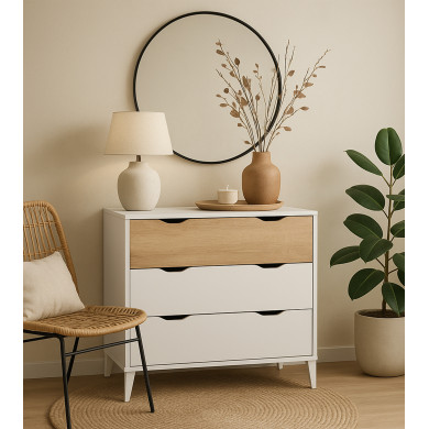 Cómoda Noive 3 cajones – Compacta con patas altas y guías metálicas