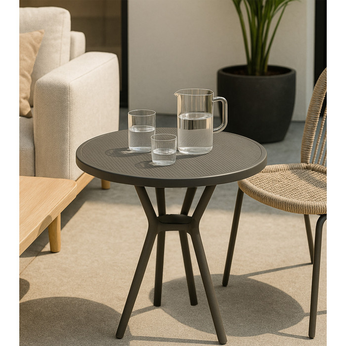 Mesa auxiliar Gaia – Redonda y ligera para exterior o interior