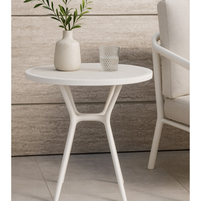 Mesa auxiliar Gaia – Redonda y ligera para exterior o interior