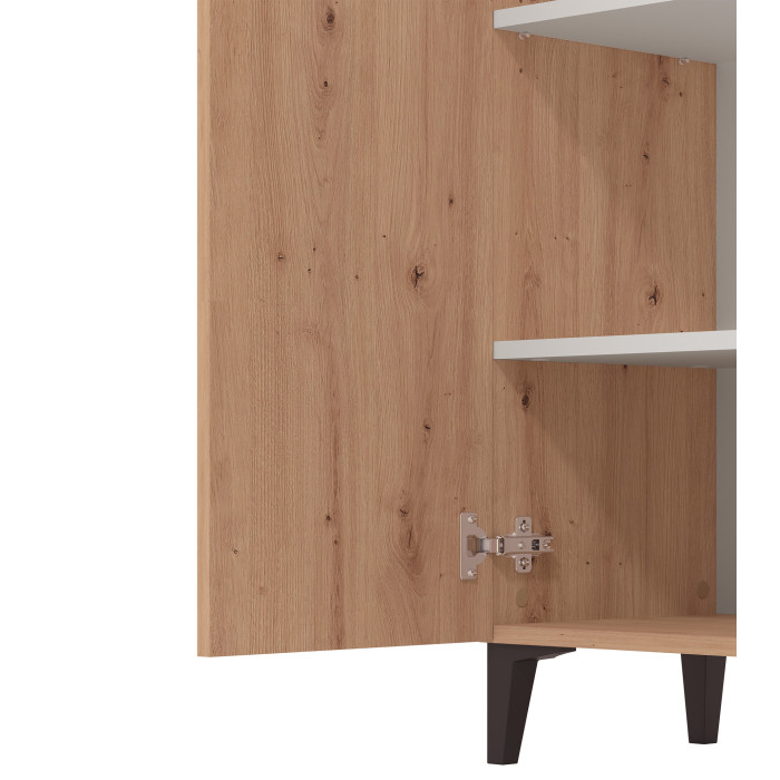 Zapatero Basile – Mueble alto con baldas regulables y acabado roble artisán