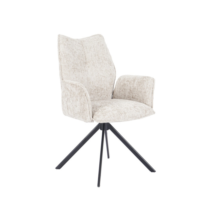 Silla Andrea con brazos – Tapizada y giratoria 180° con retorno
