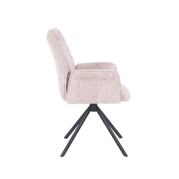 Silla Andrea con brazos – Tapizada y giratoria 180° con retorno