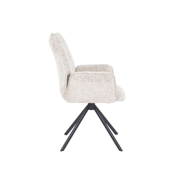 Silla Andrea con brazos – Tapizada y giratoria 180° con retorno