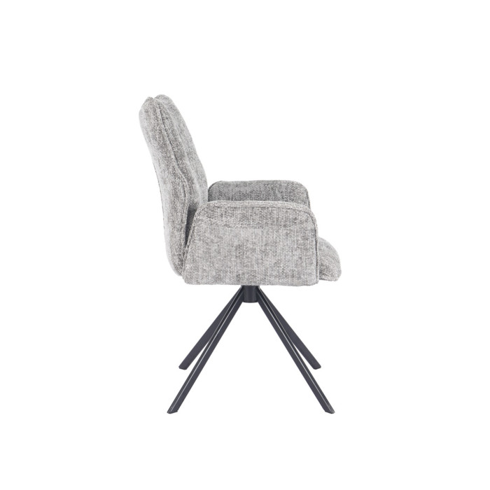 Silla Andrea con brazos – Tapizada y giratoria 180° con retorno