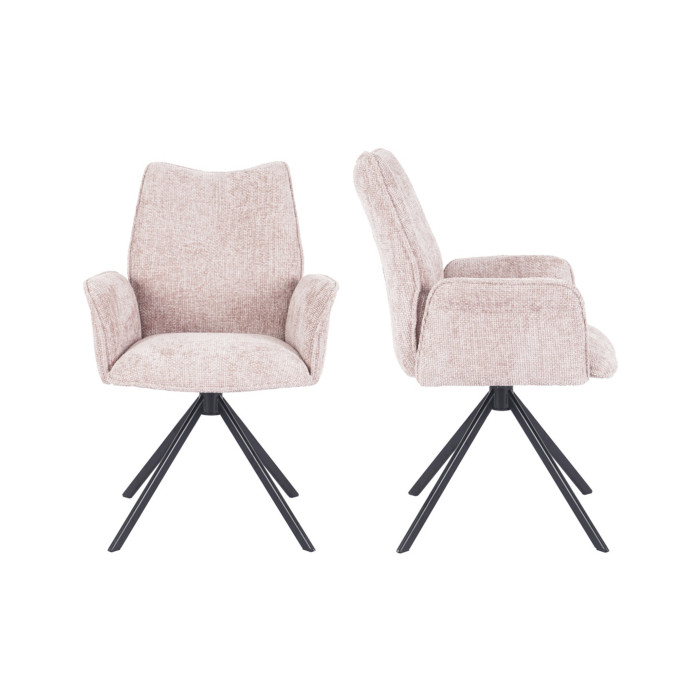 Silla Andrea con brazos – Tapizada y giratoria 180° con retorno