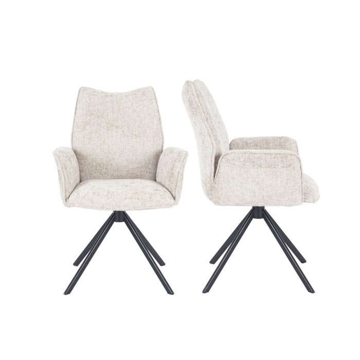 Silla Andrea con brazos – Tapizada y giratoria 180° con retorno