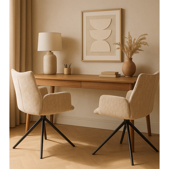 Silla Andrea con brazos – Tapizada y giratoria 180° con retorno