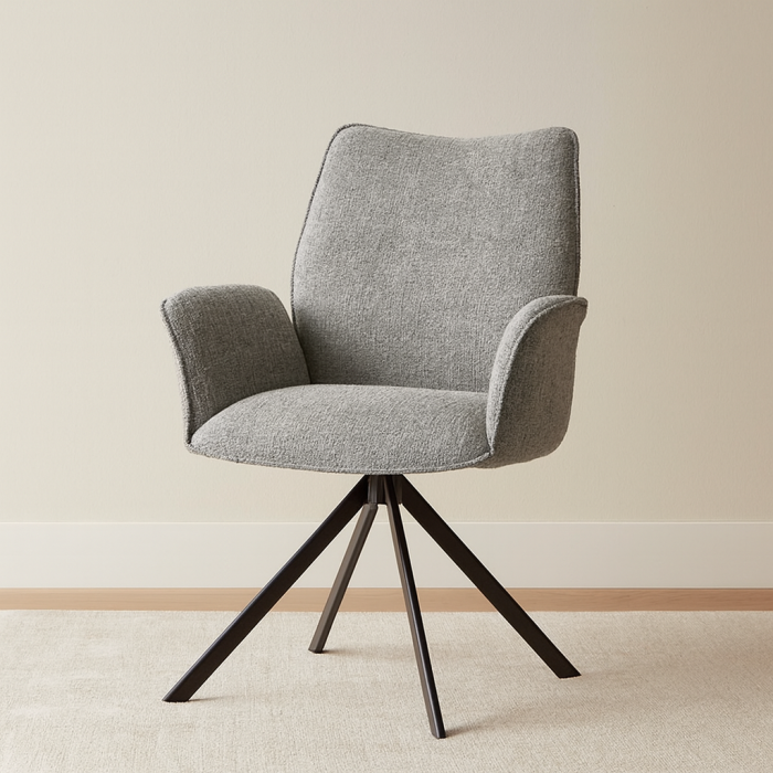 Silla Andrea con brazos – Tapizada y giratoria 180° con retorno