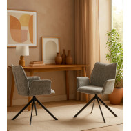 Silla Andrea con brazos – Tapizada y giratoria 180° con retorno