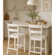 Taburete Tole – Taburete de madera lacada blanco para cocina o bar