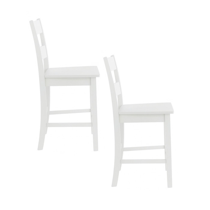 Taburete Tole – Taburete de madera lacada blanco para cocina o bar