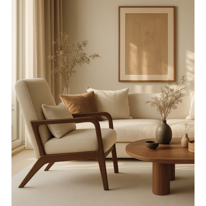 Butaca Nicole nórdica con cojín lumbar – Tapizado antimanchas