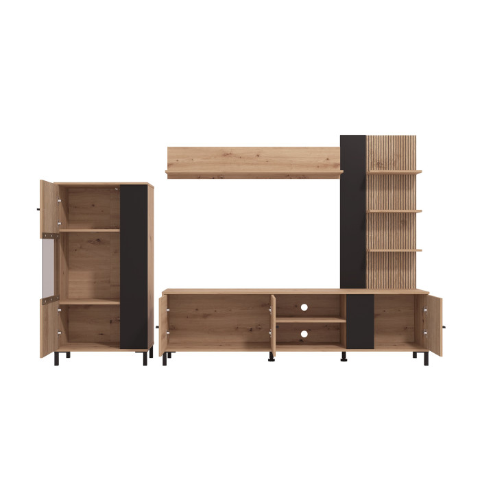 Mueble de salón Avion – Composición moderna con frentes en negro