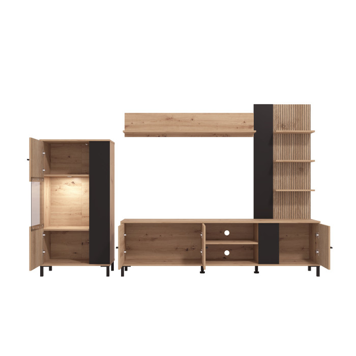 Mueble de salón Avion – Composición moderna con frentes en negro