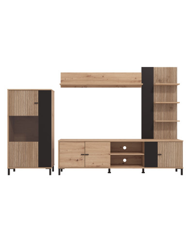 Mueble de salón Avion – Composición moderna con frentes en negro