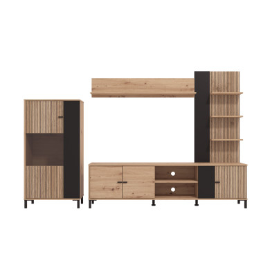 Mueble de salón Avion – Composición moderna con frentes en negro Mueble de salón Avion – Composición moderna con frentes en negro