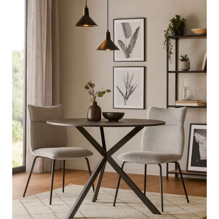 Silla Roma tapizada en tela y símil napa – Pack 2 unidades Silla Roma tapizada en tela y símil napa – Pack 2 unidades