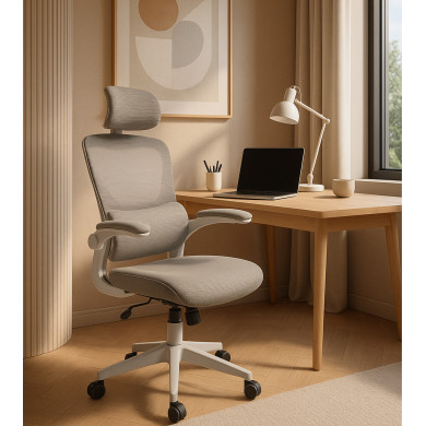 Silla de escritorio Aron ergonómica con refuerzo lumbar y reposacabezas regulable