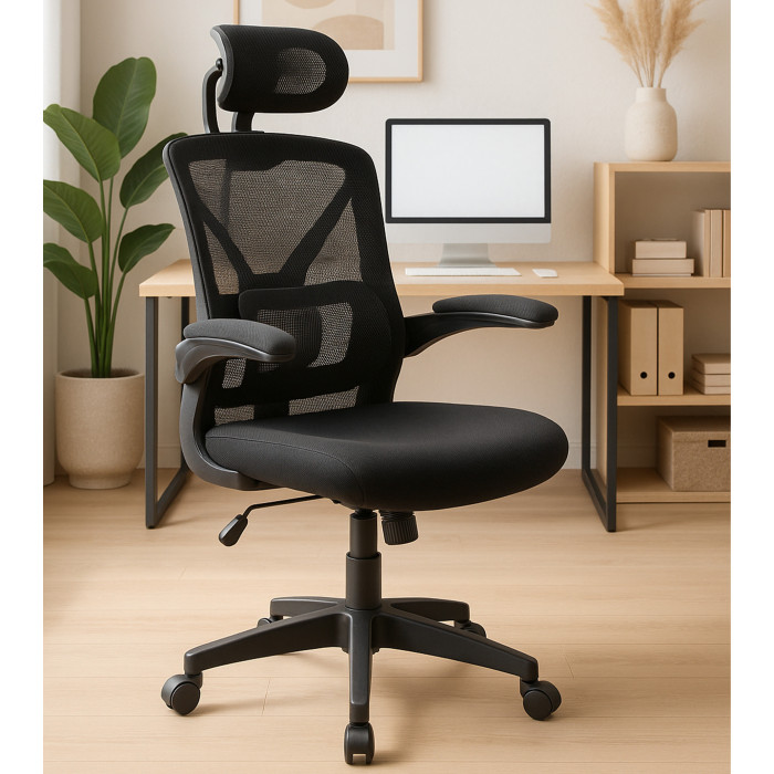 Silla de escritorio Aron ergonómica con refuerzo lumbar y reposacabezas regulable