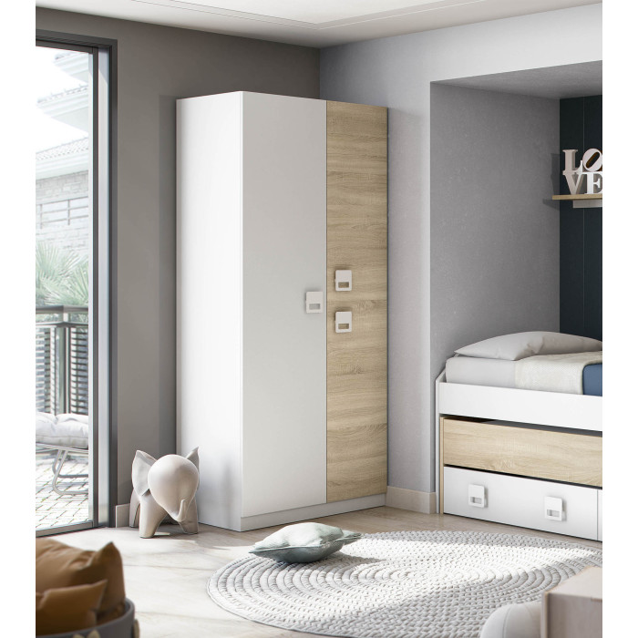 Armario Tomy 3 puertas – Con barra de colgar y estantes fijos