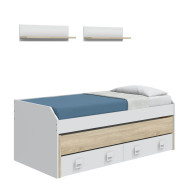 Cama nido Tomy con estantes – Doble cama y almacenaje práctico