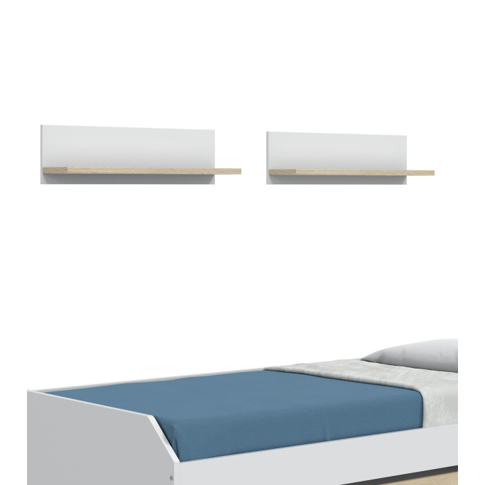 Cama nido Tomy con estantes – Doble cama y almacenaje práctico