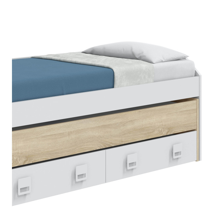 Cama nido Tomy con estantes – Doble cama y almacenaje práctico