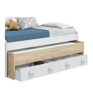 Cama nido Tomy con estantes – Doble cama y almacenaje práctico