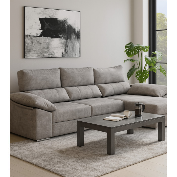 Sofá Silvi – Sofá deslizante con cabeceros reclinables y patas bajas