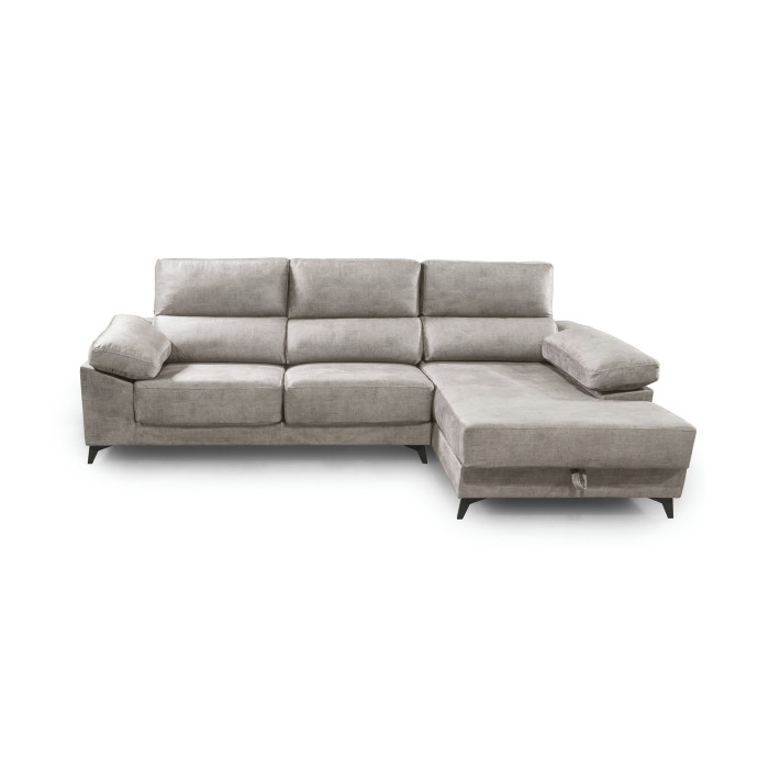 Sofá Chaise Longue Vis – Con arcón, asientos extraíbles y respaldos reclinables