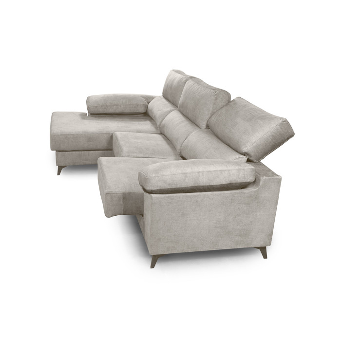 Sofá Chaise Longue Vis – Con arcón, asientos extraíbles y respaldos reclinables