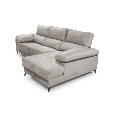 Sofá Chaise Longue Vis – Con arcón, asientos extraíbles y respaldos reclinables
