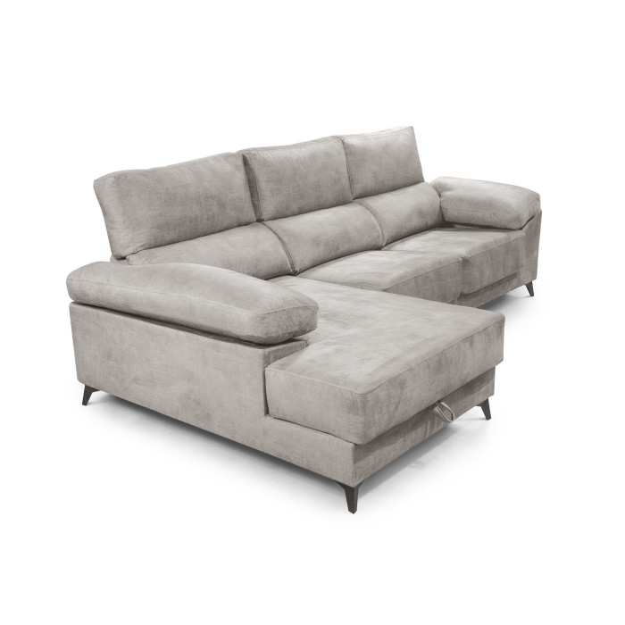 Sofá Chaise Longue Vis – Con arcón, asientos extraíbles y respaldos reclinables