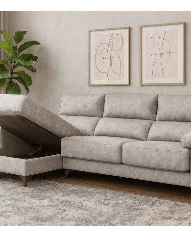 Sofá Chaise Longue Vis – Con arcón, asientos extraíbles y respaldos reclinables Sofá Chaise Longue Vis – Con arcón, asientos extraíbles y respaldos reclinables