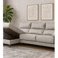 Sofá Chaise Longue Vis – Con arcón, asientos extraíbles y respaldos reclinables