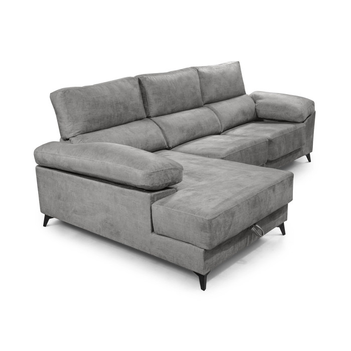 Sofá Chaise Longue Vis – Con arcón, asientos extraíbles y respaldos reclinables